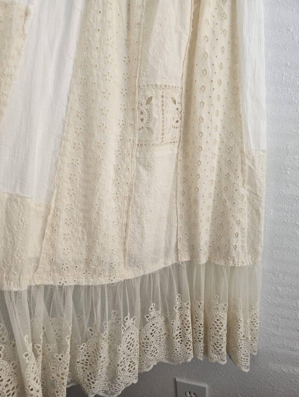Jaded Gypsy Rare Feeling Skirt One Size Parchment Lace Patchwork NWT - Picture 4 of 7